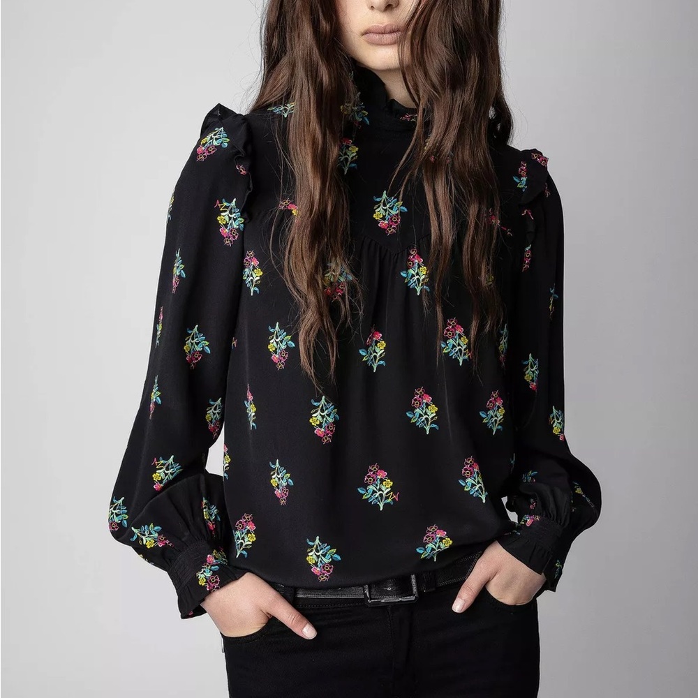 Zadig & Voltaire Tia Polka Flowers Silk Shirt